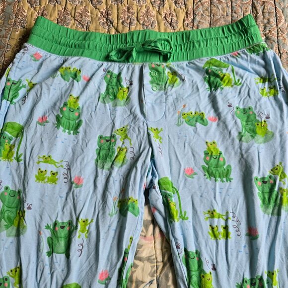 Little Sleepies Leaping Love Frog Bamboo Pajama Pants Women's Size XS - Picture 3 of 7